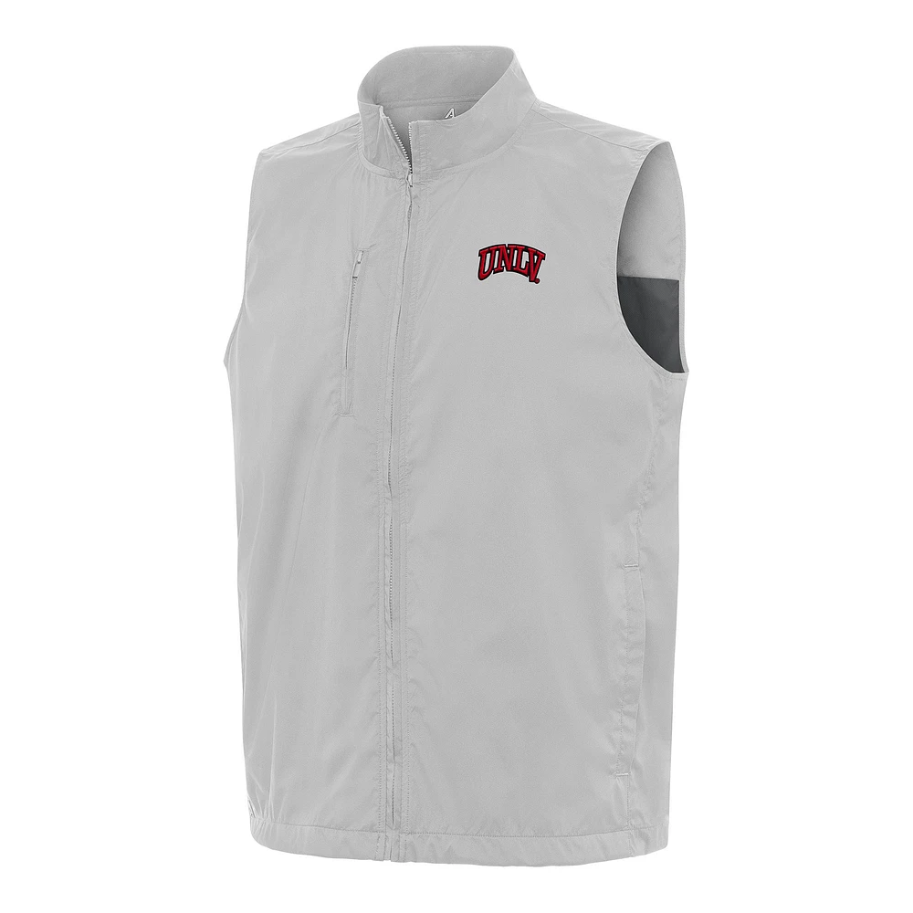 Men's Antigua Heather Gray UNLV Rebels Brisk Full-Zip Vest