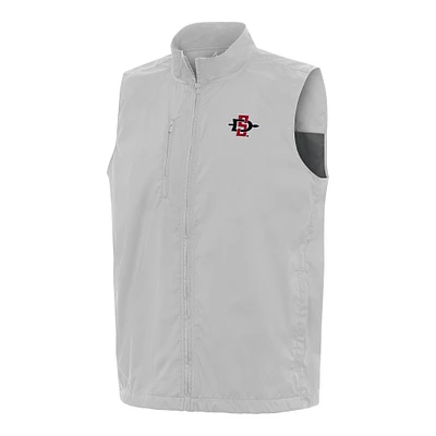 Men's Antigua  Heather Gray San Diego State Aztecs Brisk Full-Zip Vest