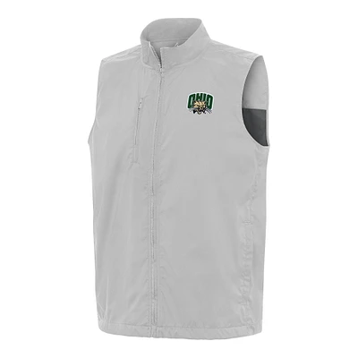 Men's Antigua  Heather Gray Ohio Bobcats Brisk Full-Zip Vest