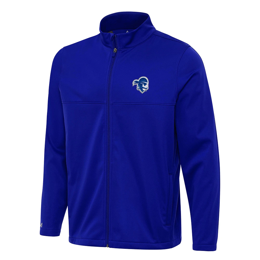 Men's Antigua Blue Seton Hall Pirates Links 2 Full-Zip Golf Jacket
