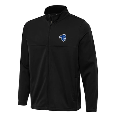 Men's Antigua Black Seton Hall Pirates Links 2 Full-Zip Golf Jacket