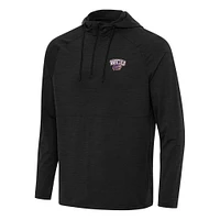 Men's Antigua Heather Western Carolina Catamounts Spikes Raglan Quarter-Zip Hoodie