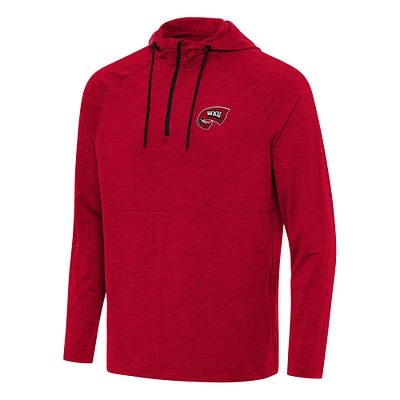 Men's Antigua Heather Western Kentucky Hilltoppers Spikes Raglan Quarter-Zip Hoodie