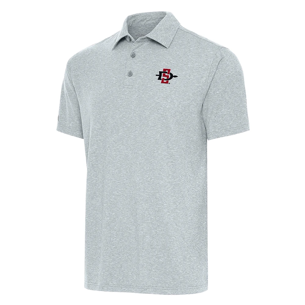Men's Antigua Heather Gray San Diego State Aztecs Big & Tall Par 3 Polo