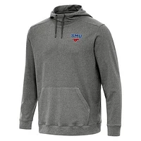Men's Antigua Heather Charcoal SMU Mustangs Cloud Pullover Hoodie