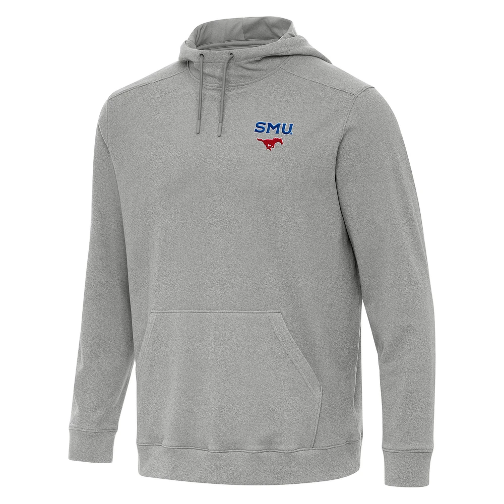 Men's Antigua Heather Gray SMU Mustangs Cloud Pullover Hoodie