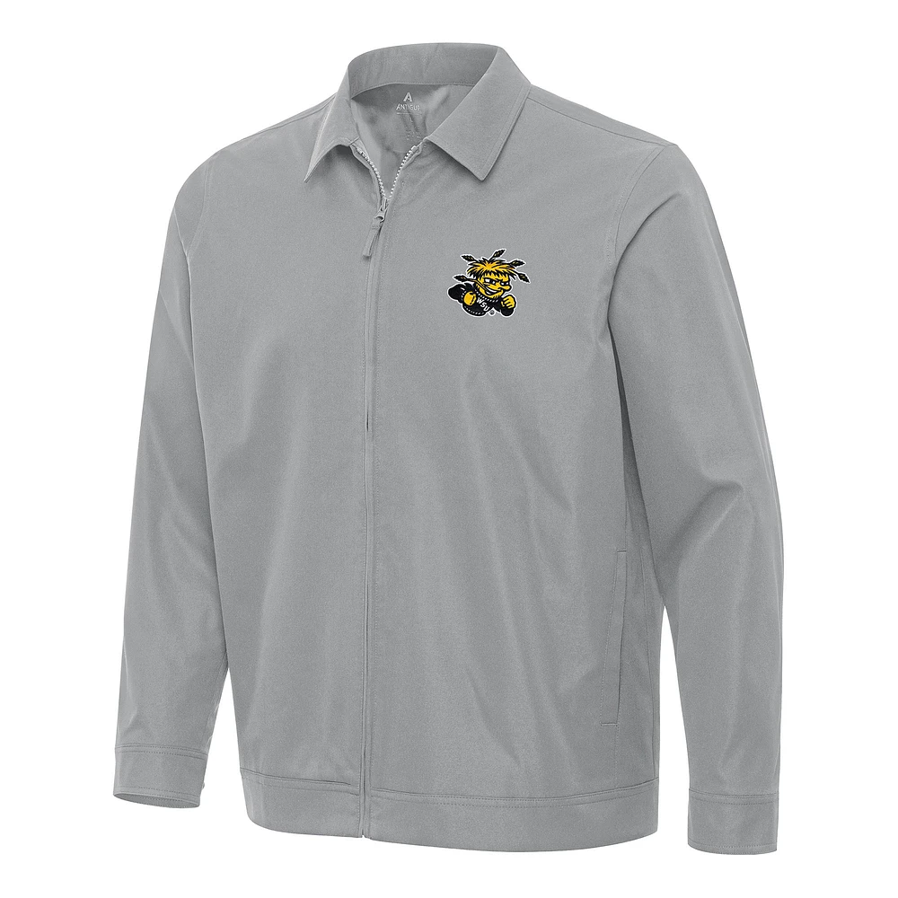Men's Antigua Gray Wichita State Shockers Pivot Full-Zip Jacket