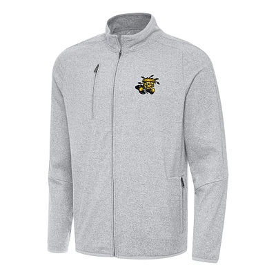 Men's Antigua Heather Gray Wichita State Shockers Hold-Up Full-Zip Tri-Blend Jacket