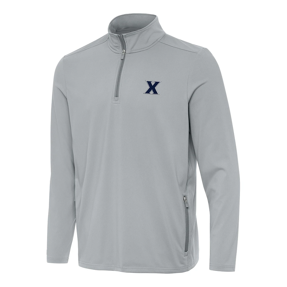 Men's Antigua Gray Xavier Musketeers Perilous Quarter-Zip Sweatshirt