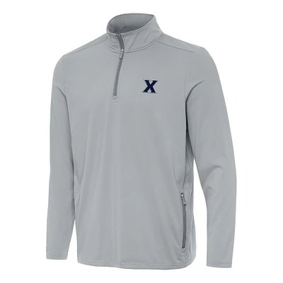 Men's Antigua  Gray Xavier Musketeers Perilous Quarter-Zip Sweatshirt
