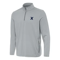 Men's Antigua  Gray Xavier Musketeers Perilous Quarter-Zip Sweatshirt
