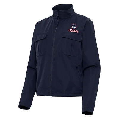 Women's Antigua  Navy UConn Huskies Even Par Full-Zip Jacket