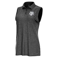 Women's Antigua  Heather Black Texas A&M Aggies Recap Sleeveless Polo