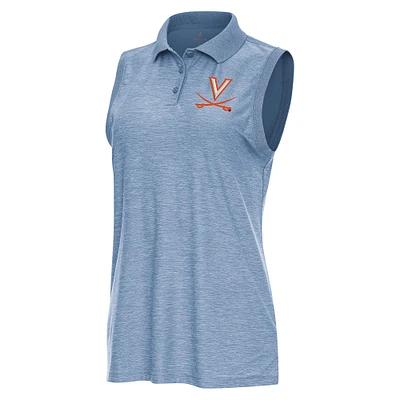 Women's Antigua  Heather Aqua Virginia Cavaliers Recap Sleeveless Polo