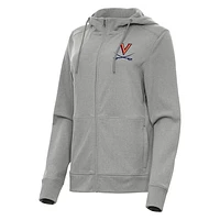 Women's Antigua Heather Gray Virginia Cavaliers Seeker Full-Zip Hoodie
