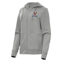 Women's Antigua Heather Gray Virginia Cavaliers Seeker Full-Zip Hoodie