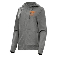 Women's Antigua Heather Black Tennessee Volunteers Seeker Full-Zip Hoodie