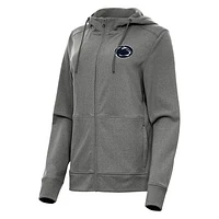 Women's Antigua Heather Black Penn State Nittany Lions Seeker Full-Zip Hoodie