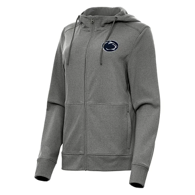 Women's Antigua Heather Black Penn State Nittany Lions Seeker Full-Zip Hoodie