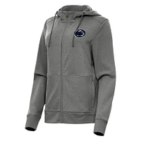 Women's Antigua Heather Black Penn State Nittany Lions Seeker Full-Zip Hoodie