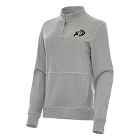 Women's Antigua Heather Gray Colorado Buffaloes Crush Quarter-Zip Fleece Sweatshirt