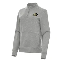 Women's Antigua Heather Gray Colorado Buffaloes Crush Quarter-Zip Fleece Sweatshirt