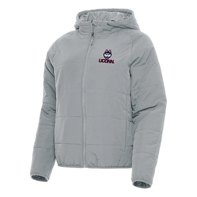 Women's Antigua Gray UConn Huskies Universe Full-Zip Puffer Jacket