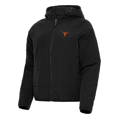 Women's Antigua Black Texas Longhorns Universe Full-Zip Puffer Jacket