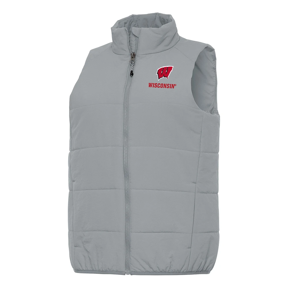 Women's Antigua Gray Wisconsin Badgers Experience Full-Zip Vest