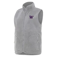 Women's Antigua  Gray Washington Huskies Nostalgic Full-Zip Vest