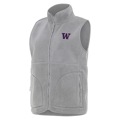 Women's Antigua  Gray Washington Huskies Nostalgic Full-Zip Vest