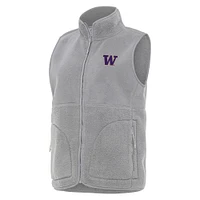 Women's Antigua  Gray Washington Huskies Nostalgic Full-Zip Vest