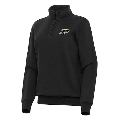 Women's Antigua Black Purdue Boilermakers Victory Quarter-Zip Sweatshirt