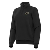 Women's Antigua Black Purdue Boilermakers Victory Quarter-Zip Sweatshirt