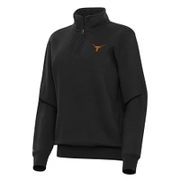 Women's Antigua Black Texas Longhorns Victory Quarter-Zip Sweatshirt