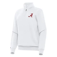 Women's Antigua White Alabama Crimson Tide Victory Quarter-Zip Sweatshirt