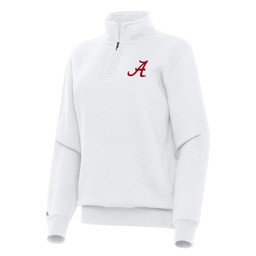 Women's Antigua White Alabama Crimson Tide Victory Quarter-Zip Sweatshirt