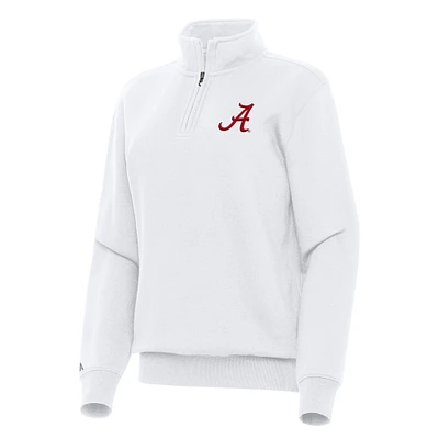 Women's Antigua White Alabama Crimson Tide Victory Quarter-Zip Sweatshirt