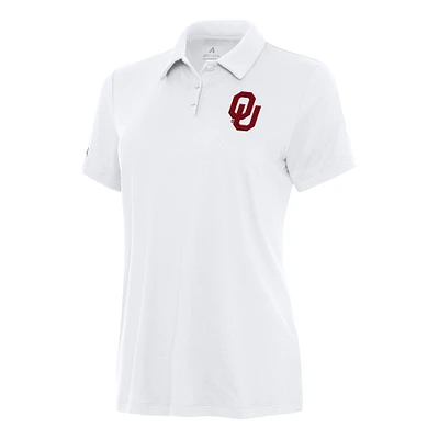 Women's Antigua White Oklahoma Sooners Reprocess Polo