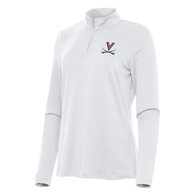 Women's Antigua White Virginia Cavaliers Reprocess Quarter-Zip Top