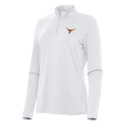 Women's Antigua White Texas Longhorns Reprocess Quarter-Zip Top