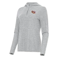 Women's Antigua  Heather Gray LSU Tigers Daybreak Quarter-Zip Hoodie