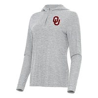 Women's Antigua  Heather Gray Oklahoma Sooners Daybreak Quarter-Zip Hoodie