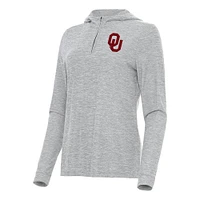 Women's Antigua  Heather Gray Oklahoma Sooners Daybreak Quarter-Zip Hoodie