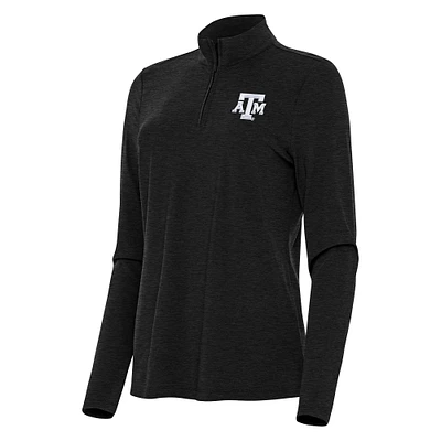 Women's Antigua  Heather Black Texas A&M Aggies Bright Quarter-Zip Top