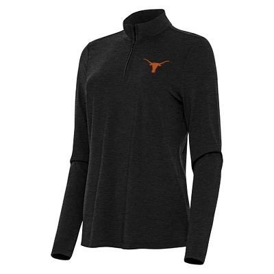 Women's Antigua  Heather Black Texas Longhorns Bright Quarter-Zip Top