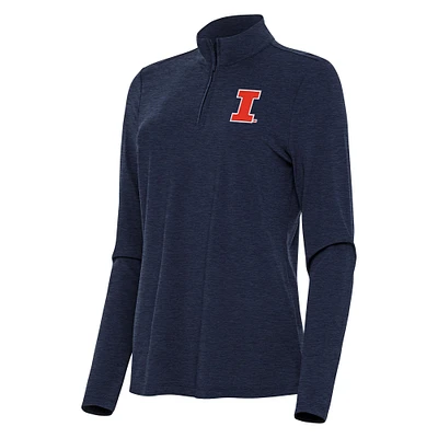 Women's Antigua  Heather Navy Illinois Fighting Illini Bright Quarter-Zip Top