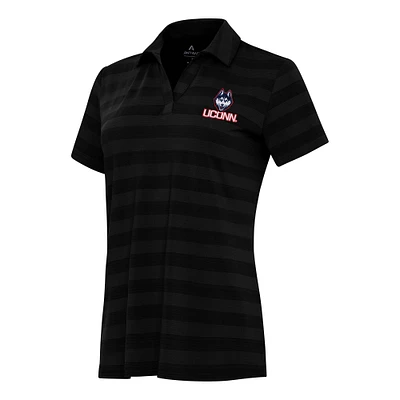 Women's Antigua Black UConn Huskies Tunnel Polo