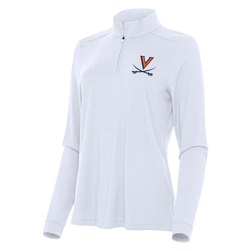 Women's Antigua White Virginia Cavaliers Intent Quarter-Zip Top