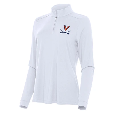 Women's Antigua White Virginia Cavaliers Intent Quarter-Zip Top